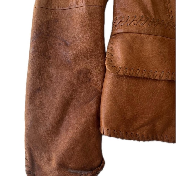 Ellen Tracy Western Brown Leather Jacket - Picture 3 of 5